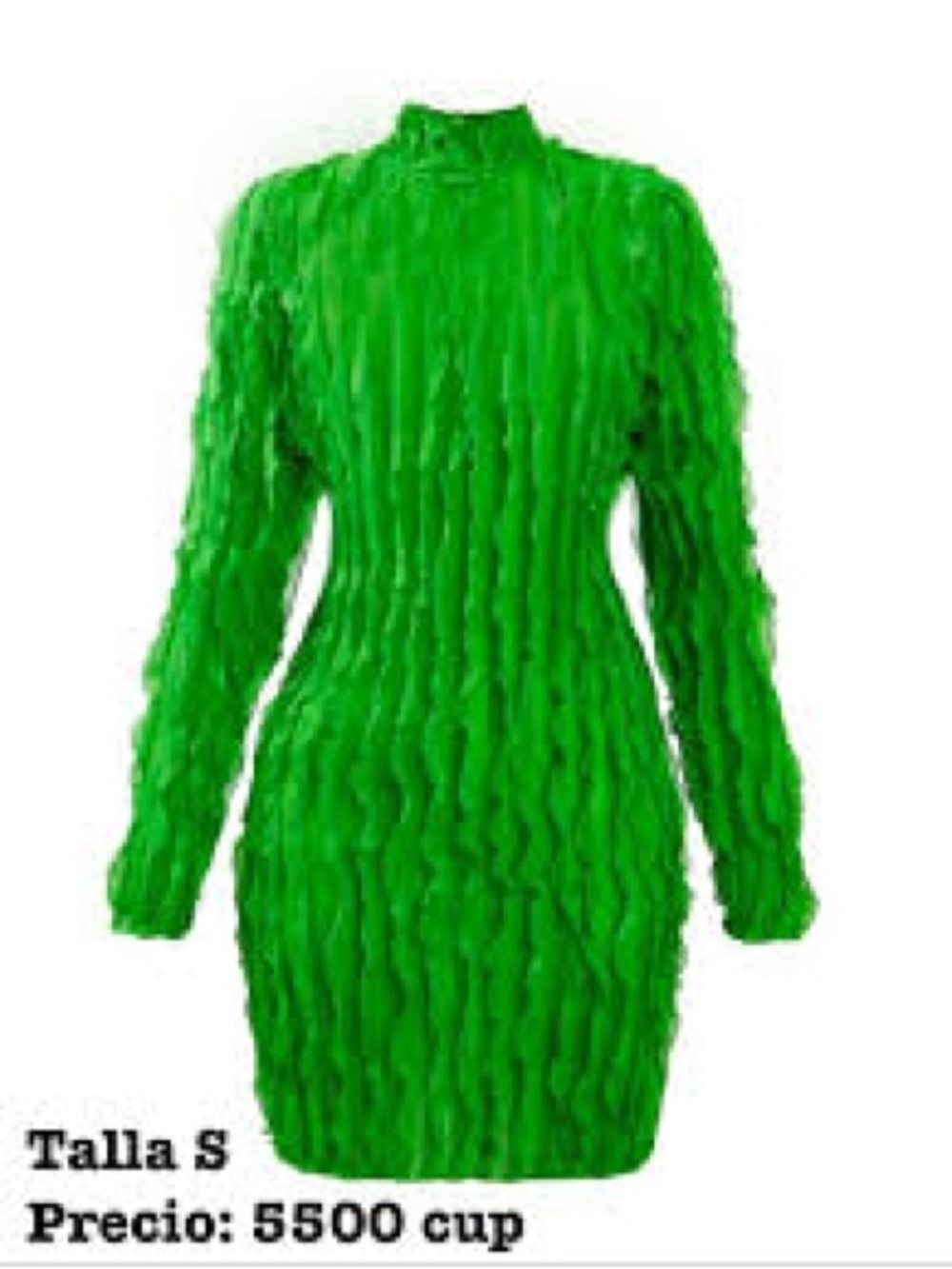 Green Ruffled Long-Sleeve Mini Dress
